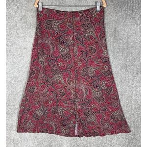 Vintage American Collection Red Paisley Button Front Maxi‎ Skirt Womens Size 14